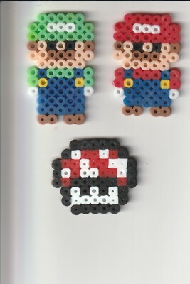 Small Mario Melty Beads Handmade Perler Bead Art Mario Luigi And