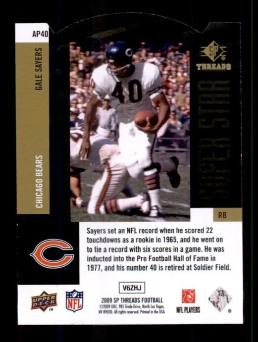 2009 SP Threads Die Cut #AP40 Gale Sayers. - Image 2 of 2