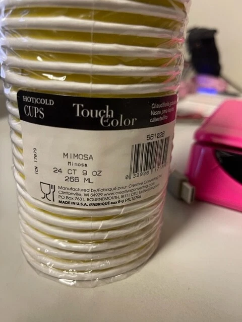 Touch цвета 24 штук 9 унций горячий/холодный бумаги чашки Мимоза желтый новый!!! - Изображение 2 из 2