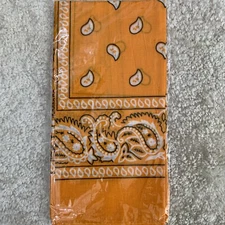 Orange Paisley Print Bandana Face Mask Head Wrap Headband Neck Cover