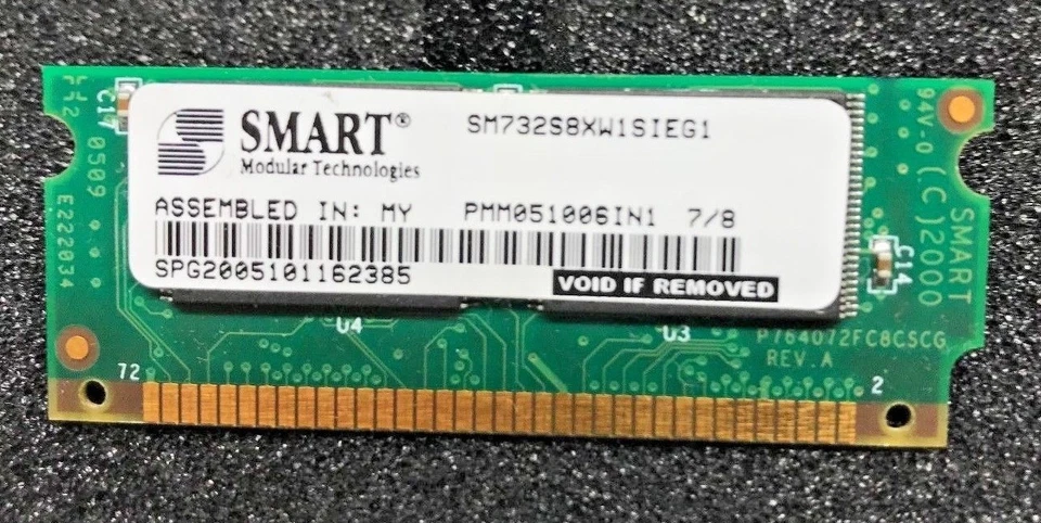 Smart 72 pines 64 MB FLASH SODIMM SM732S8XW1SIEG1 Foto 3 de 3