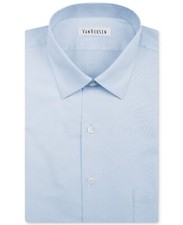 45 Van Heusen Mens Regular-Fit Blue Herringbone Dress Shirt Size 16 32/33