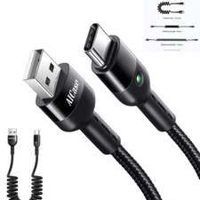 Spring USB Type-C Cable Charger Cord for Samsung Galaxy S25 S24 S23 iPhone 17 16