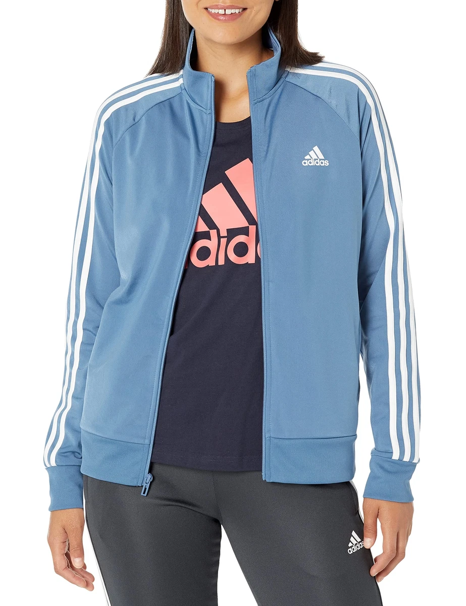 adidas Women s Regular Warm Up 3 Stripes Track Jacket Blue White