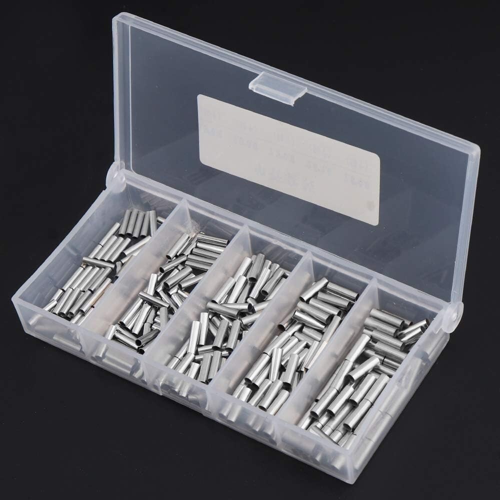 250pcs Single Barrel Crimp Sleeves Kit, Copper Tube, Fishing Line