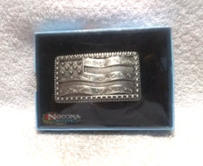 Nocona 7 Star Silver Engraved Flowers Flag Belt Buckle New In The Box  