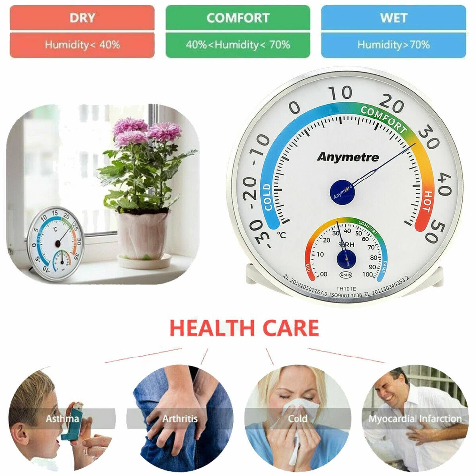 Indoor Analog Thermometer Hygrometer Temperature Humidity Gauge Monitor Meter UK