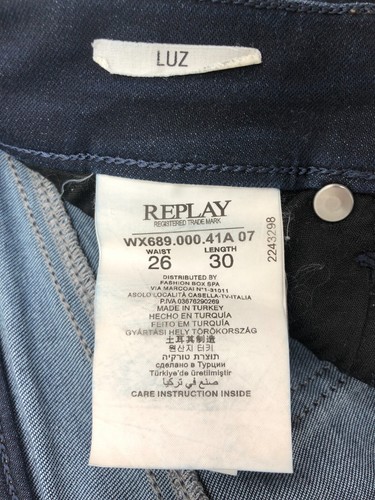 Replay Women Luz Stretch Skinny Slim Fit Blue Jeans Size W26 L30 - Picture 6 of 10