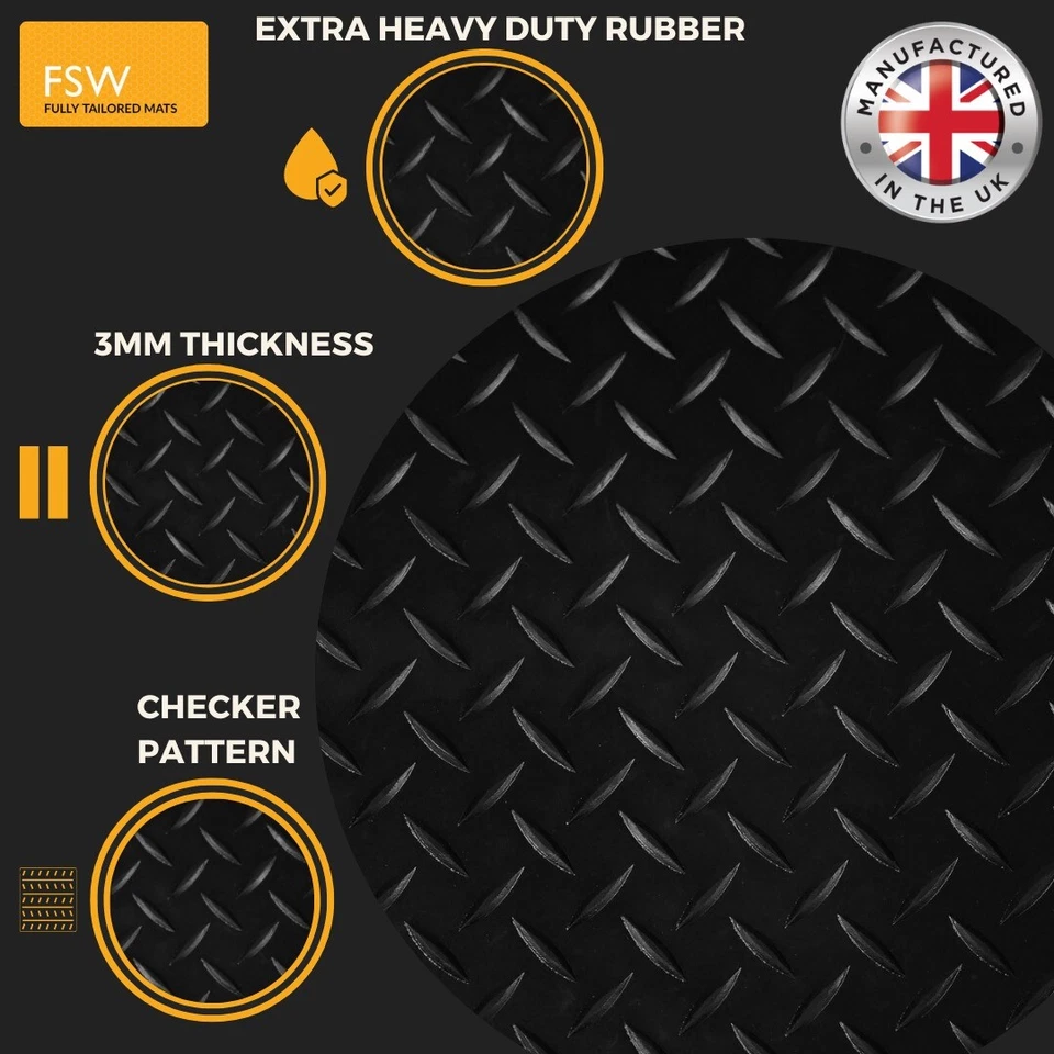 Fits Ford Transit Connect L1 2002-2014 SWB 3MM Rubber HD Rear Van Rear Mat - Image 2 of 4