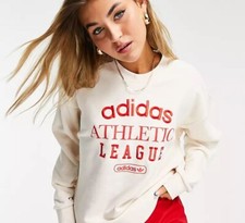 NEW ADIDAS ORIGINALS WOMEN'S TREFOIL LUXURY CREW SWEATSHIRT  MEDIUM HL0048