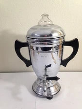 Vtg Forman Family Coffee Vulcan Percolator Chrome small banquet style pot 1555