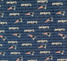 NFL New England Patriots Mini Print Cotton Fabric by the 1/4,1/2,Yard, 58"W