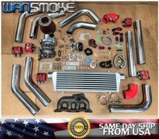 Red 01-05 Honda Civic D17 1.7l Sohc T3t4 .63 Turbo Kit Manifold Intercooler Bov