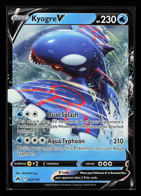 Kyogre V 037/159 Ultra Rare Holo Crown Zenith Pokémon Card