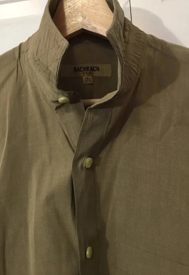 BACHRACH Mens Sz M Dress Shirt Khaki Button-down 15 1/2 x 34/35 Khaki - Image 4 of 4