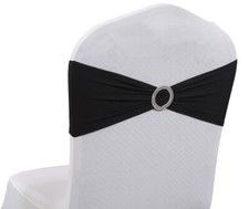 100 Spandex Stretch Chair Cover Sashes Bows for Wedding Party Black FREE SHIP
