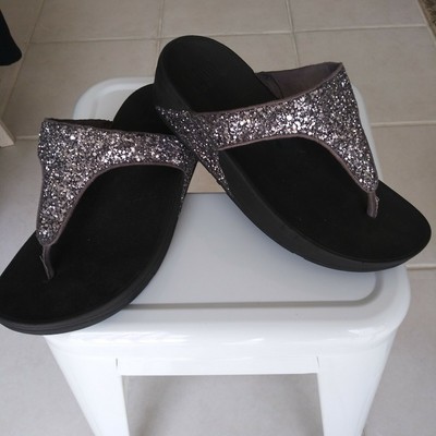 black sparkle wedge sandals