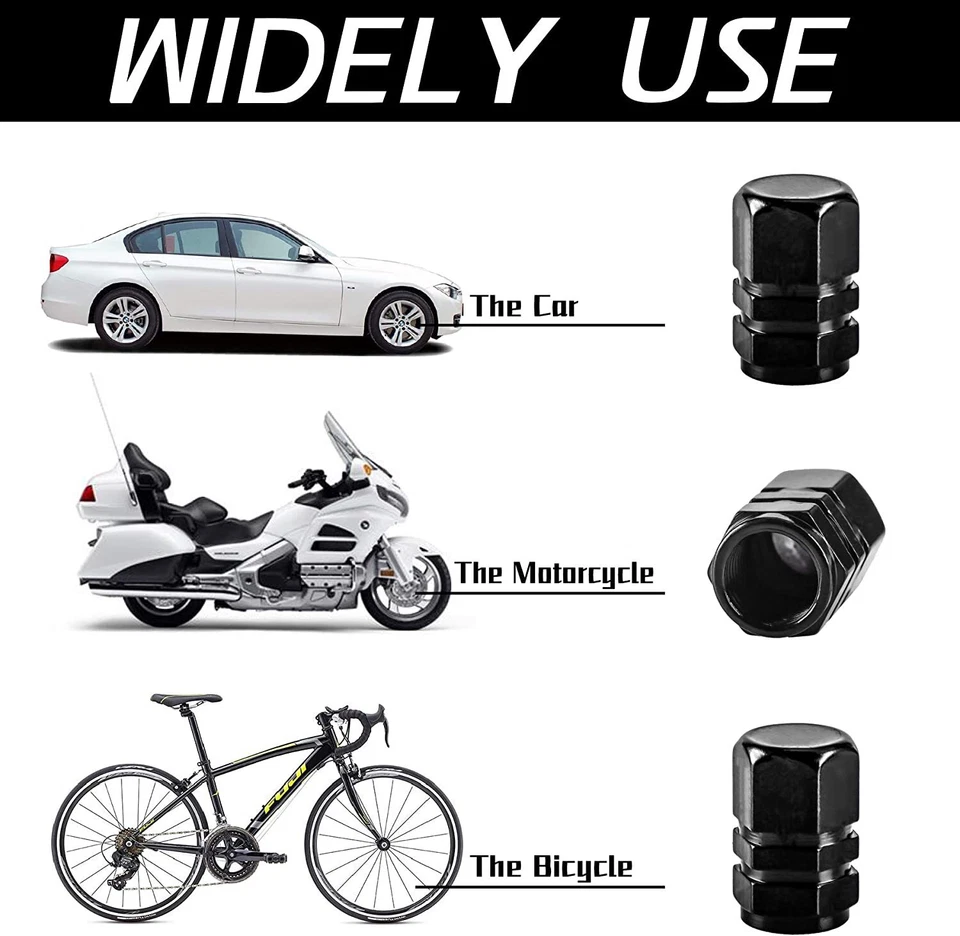 4x Cubiertas de tapas de aire de vástago de válvula de neumático de aluminio negro para Acura MDX Foto 3 de 4