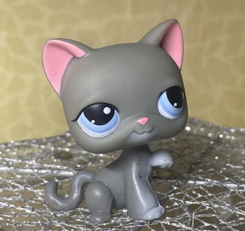 Littlest Pet Shop LPS #74 Short Hair Grey Cat Authentic HASBRO blue ...