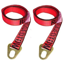 2" x 8' Keyhole Ring Lasso Tie Down Straps Chevron Style Red (2 pack)