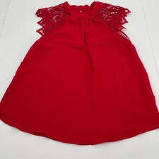 Active USA Womens Top Small Crew Neck Lace Short Sleeves Casual Preppy Knit