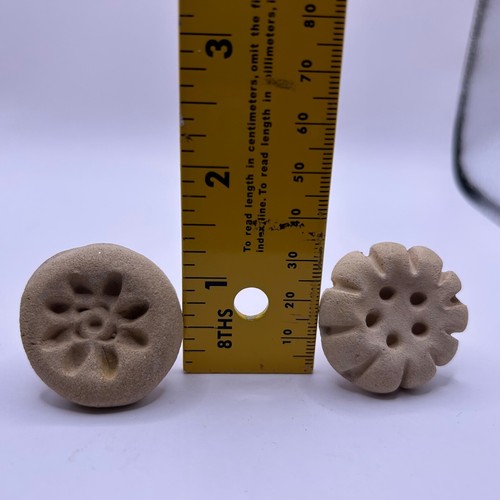 Vintage Maraner's 6 Cookie Stamps Clay Handmolded with cloth bag - Picture 5 of 8