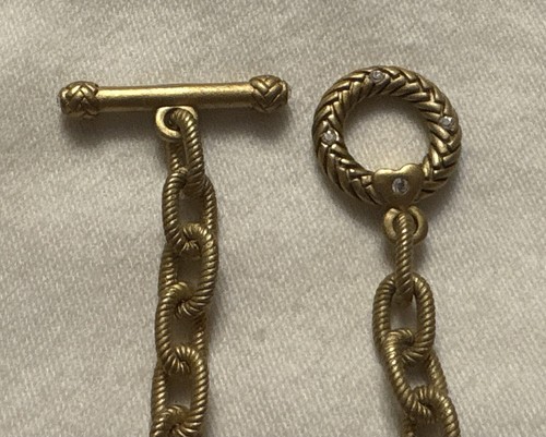 SIGNED Jay Strongwater 18k Gold Plated Toggle Necklace w/ Swarovski Crystals -L - Picture 15 of 15