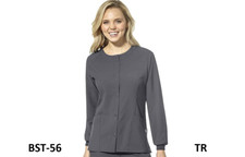 WonderWink Women's Plus-Size Crew Neck Warm Up Jacket Blazer, Pewter, 3-XLarge