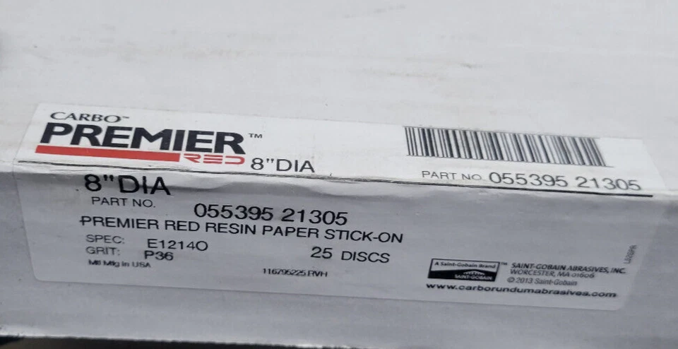 Carbo Premier Red Resin 8" Discs P36 05539521305 25 Discs ZIRCONIA ALUMINA ^ - Image 2 of 2