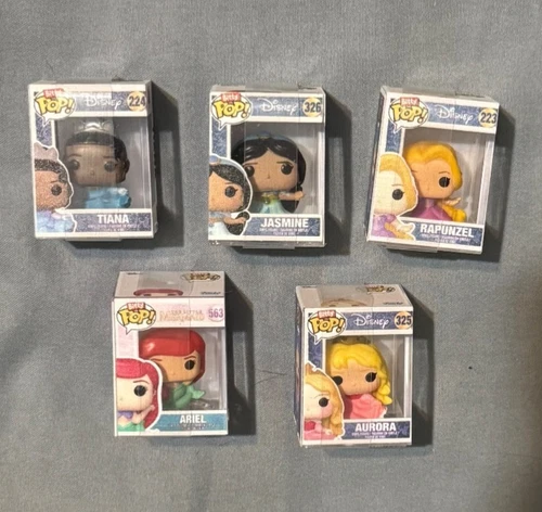 funko bitty pop disney princess lot (5) Tiana, Jasmine, Rapunzel, Ariel, Aurora