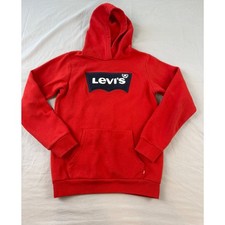Levis Boys Red Batwing Logo Pullover Hoodie Sweatshirt Size 14/16 XL B249-R64