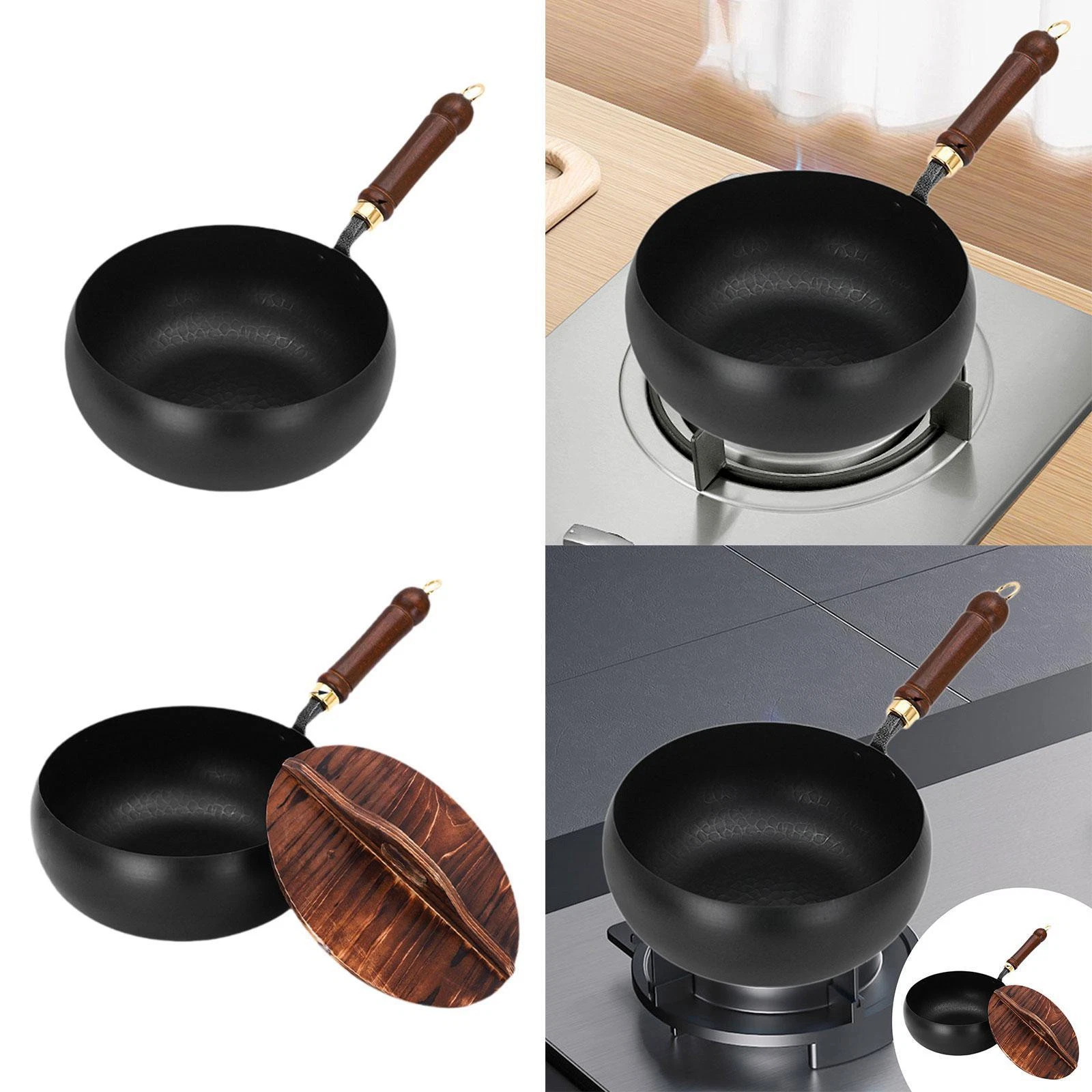 Wok Pan Chinese Wok Gas Cookware Induction Cooker Cooking Wok Saute Pan Cooking