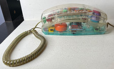 VTG 1980s Retro Clear Neon Blue Ultrasonic Novelty See Thru Telephone #6900