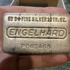 Vintage Poured Engelhard 10 oz Silver Bar Spacing 999 With Waffle Backs