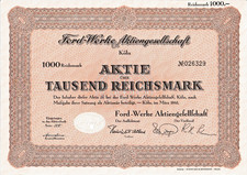 Ford - Werke Aktiengesellschaft Köln history. Auto Akcje 1941 Rheinland Automobil