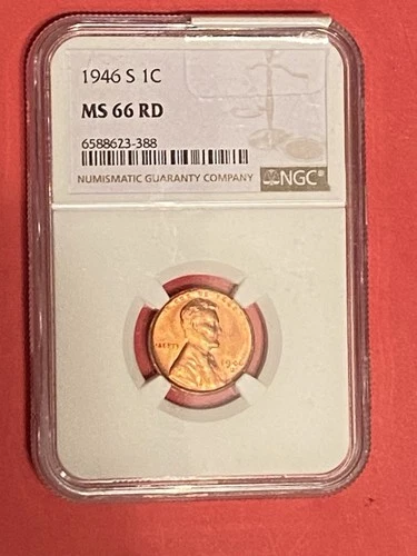 1946 s wheat penny MS66 RD NGC