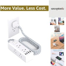 Power Strip Surge Protector - 6 Widely Outlets with 4 USB Ports2 USB C, Flat ...