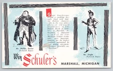 Postcard Schuler's Restaurant in Marshall, MI.