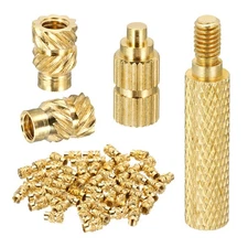 60Set M2.5 Heat Threaded Inserts 4mm OD, 6mm Height, Brass Nut