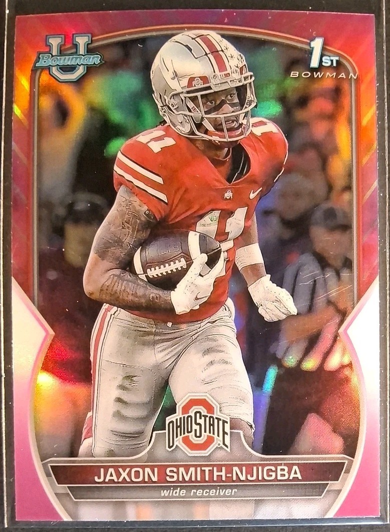 🏈 JAXON SMITH NJIGBA 2022 1ST BOWMAN CHROME U PINK REFRACTOR HOLO # 78