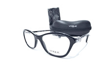 VOGUE VO 2910B W44 BLACK CRYSTAL CAT EYE RX EYEGLASSES 53-18-140 MM W/CASE NEW