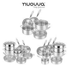 Stainless Steel Cookware Set by NA – 8/14/17 Pieces, Induction Ready