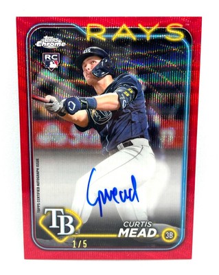 2024 Topps Chrome Curtis Mead Rookie Red Wave Auto /5 Rays SSP