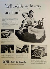 1947 Royal Portable Typewriter Print Ad Vintage Ephemera Wall Art Decor thumbnail