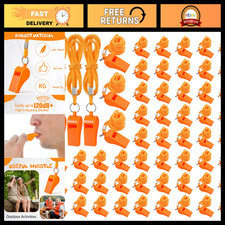 200 Pcs Loud Emergency Whistles with Lanyard - Safety Survival for Camping, Hiki