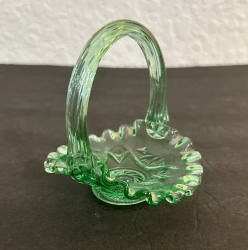 Fenton Glass GREEN Miniature Basket