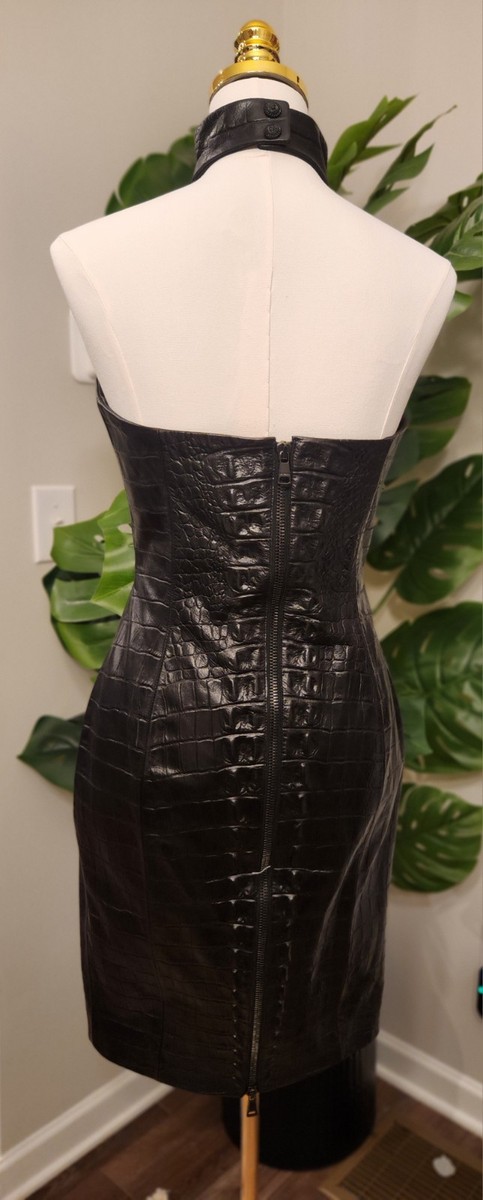 BRAND NEW Balmain Crocodile Leather Bodycon Dress Zip Size FR 40