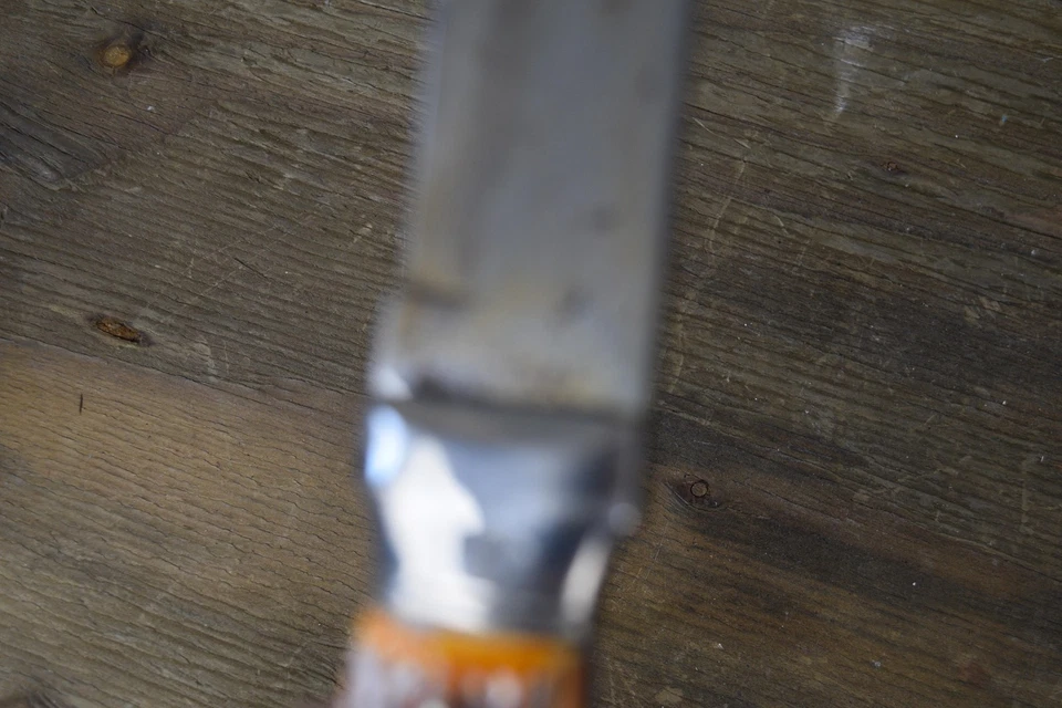 Faca vintage Colonial Prov EUA lâmina fixa cabo de veado com bainha de couro - Imagem 4 de 4