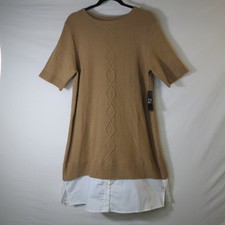 NWT New York & Co. Sweater Dress Career Office Work False Layered Autumn Sz XL