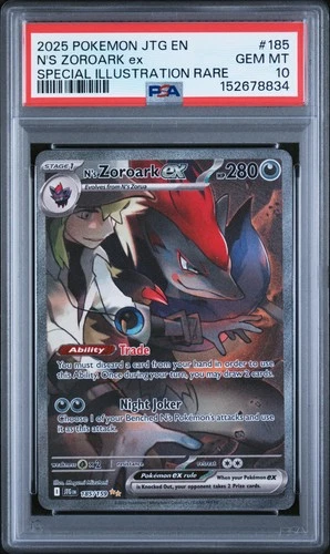 2025 POKEMON JTG EN-JOURNEY TOGETHER #185 N'S ZOROARK EX PSA 10